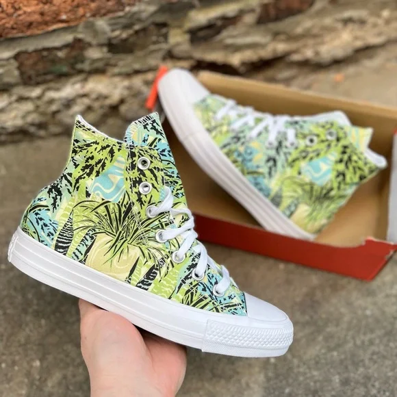 Converse Chuck Taylor All Star 70 High Top Green Floral Sneaker Womens 6.5 NEW - Picture 1 of 7